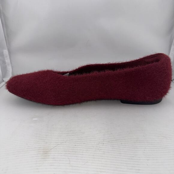 VIVAIA Margot 2.0 Fuzzy Knit Square Toe Flats Burgundy EU 42 US 11 Vegan Eco - Picture 4 of 12